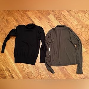 Kids Long Sleeve Turtleneck Tops - Black & Olive